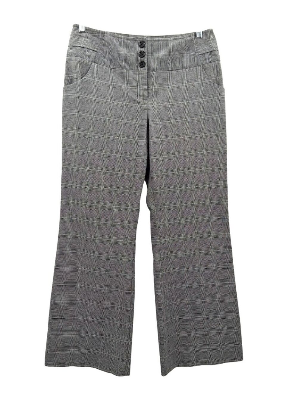 Style & Co Gray Plaid Wide-Leg Pants 12P Office Career Officecore Boardroom Chic